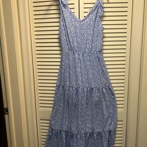 Sienna Sky Blue Ruffled Tiered Maxi Sundress